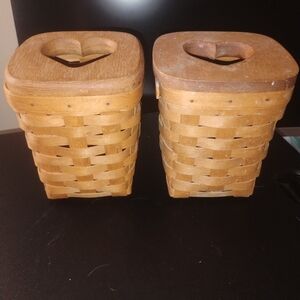 Heart-Shaped Wooden Basket Set